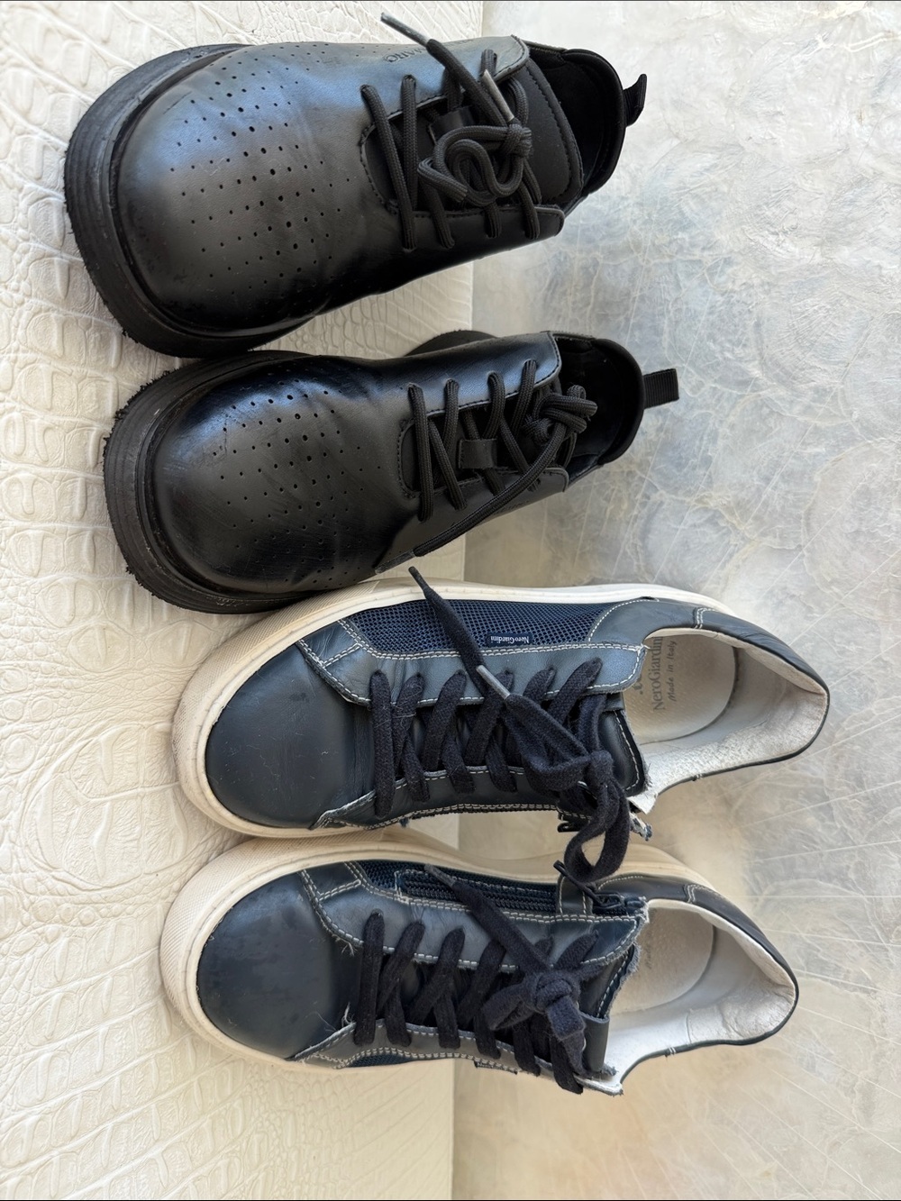 Boys Bruno Marc Two Pairs of Dress shoes/Sneakers - Black ,Navy Sizes 36-37,5
